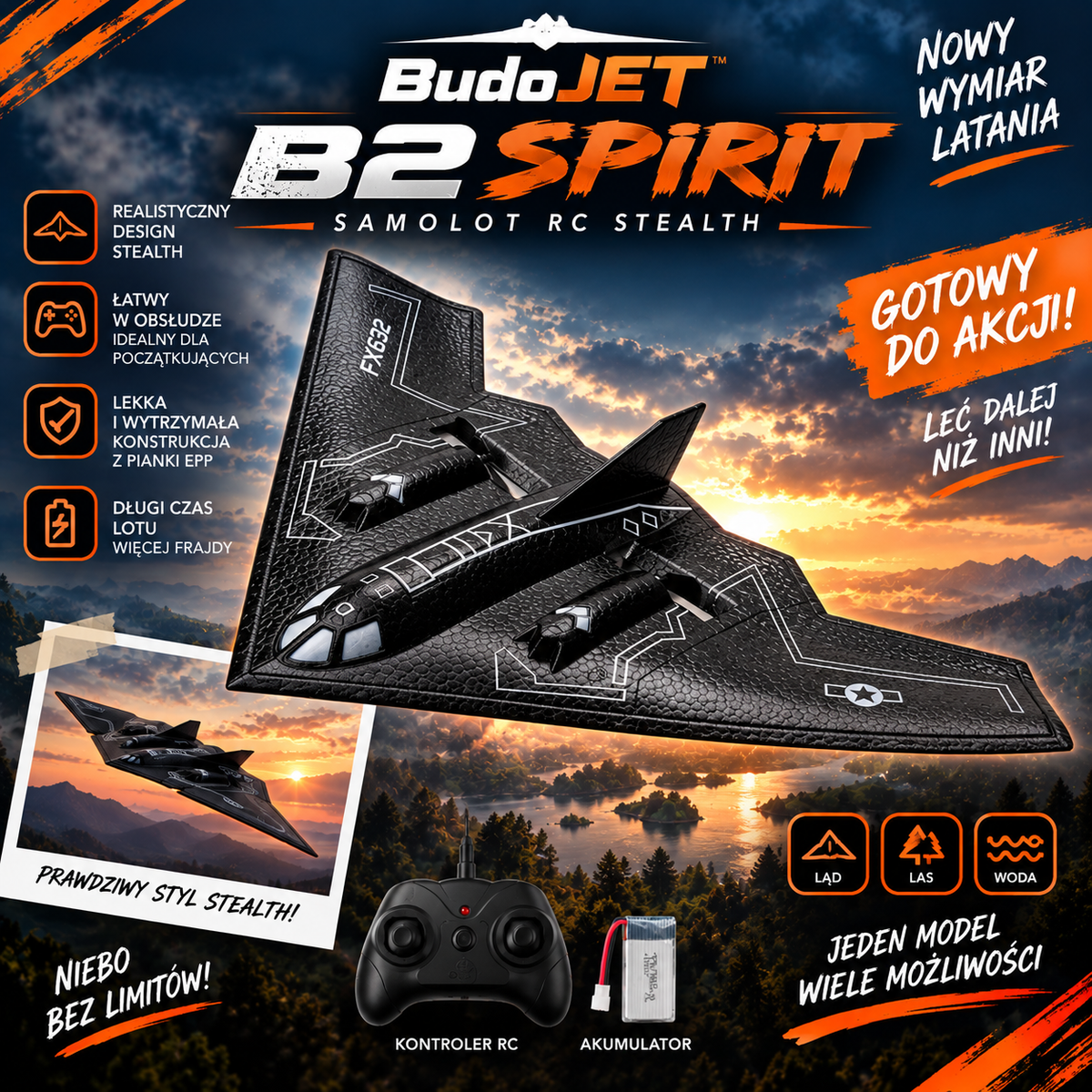 BudoJET B2 Spirit - Samolot RC Stealth